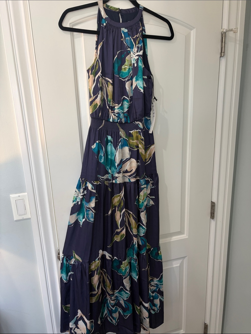 Floral Halter Maxi Dress in Navy